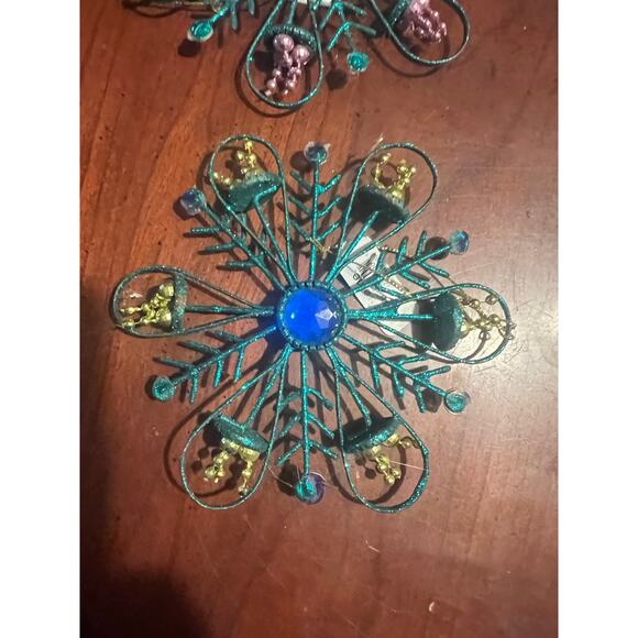 NWT Glittery snowflake Christmas Ornament emerald green glittery Holiday Festive - Picture 4 of 9